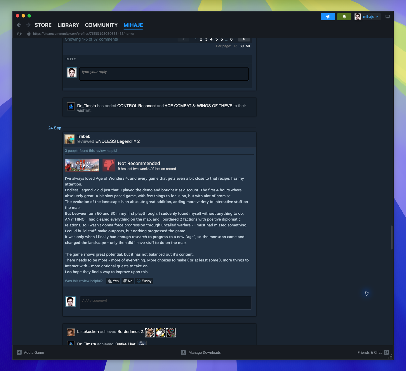 Community - Friend Activity Feed — User Review (Captured)
