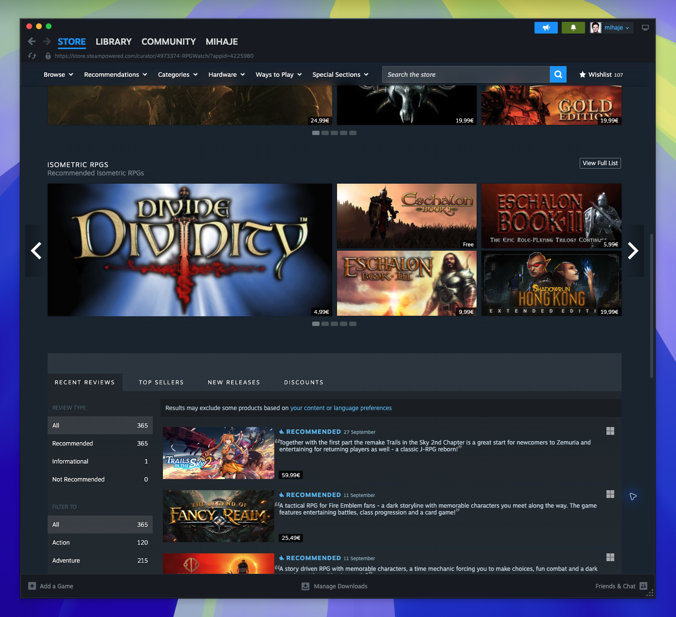 Curator or Developer Homepage — Tabbed Section (Captured)