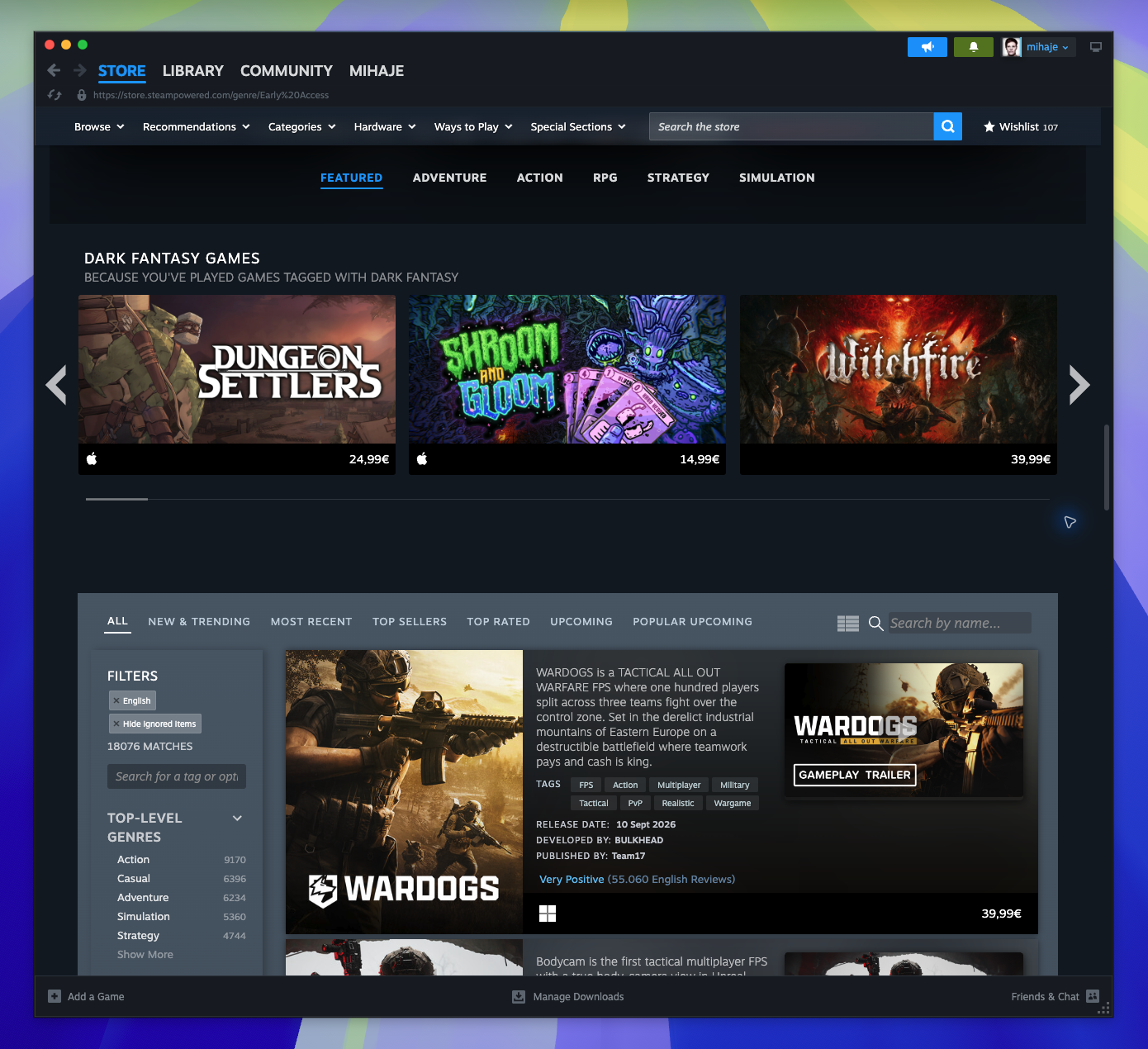 Early Access Hub — Trending Wishlist Section (Not located)