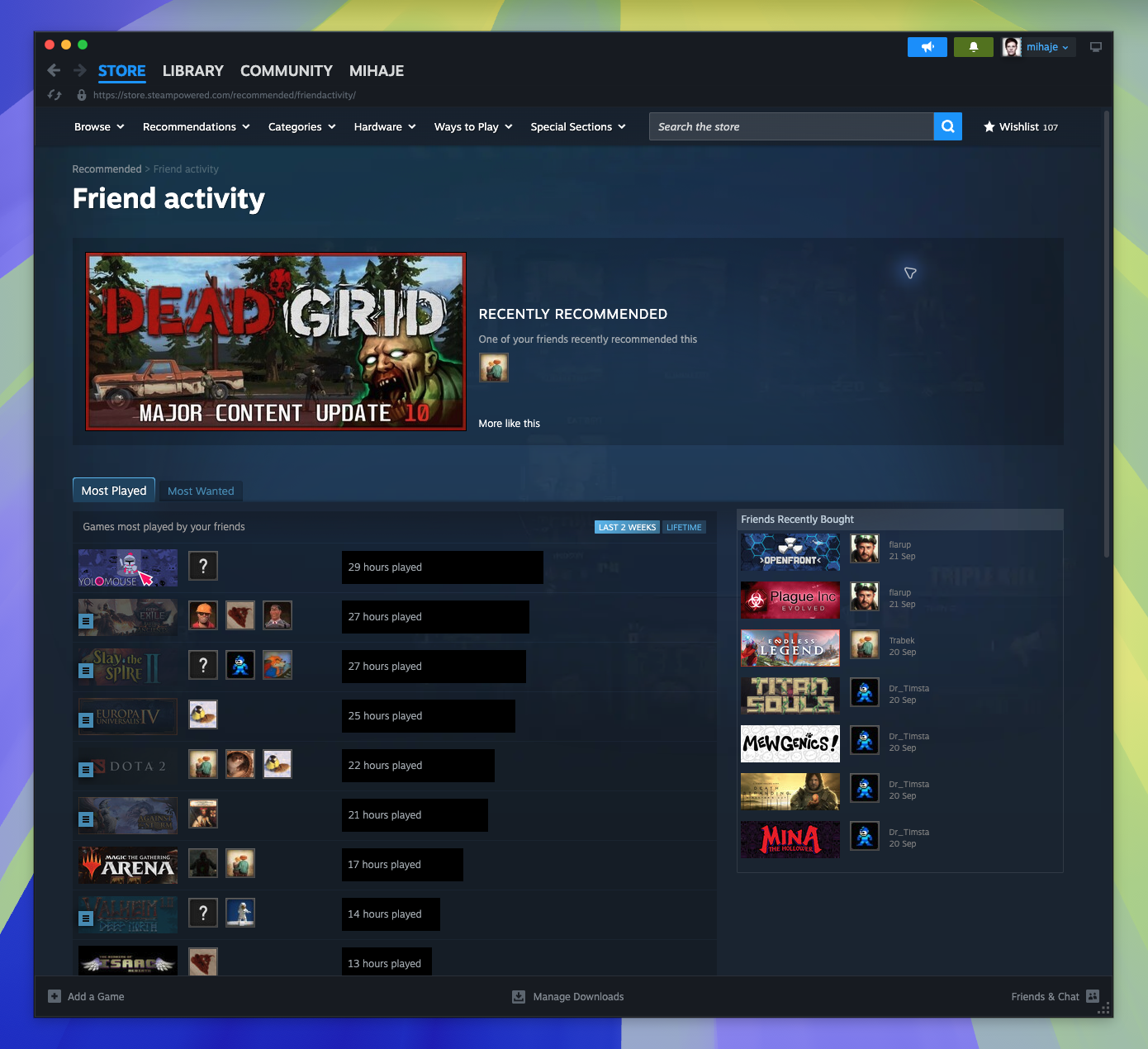 Friend Activity Page — More Like This (Captured)