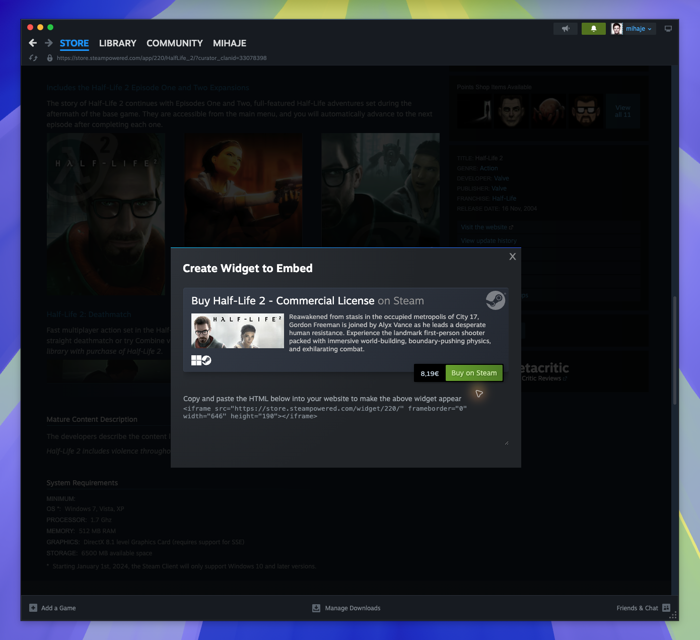 Game IFrame Widget — page overview (Captured)