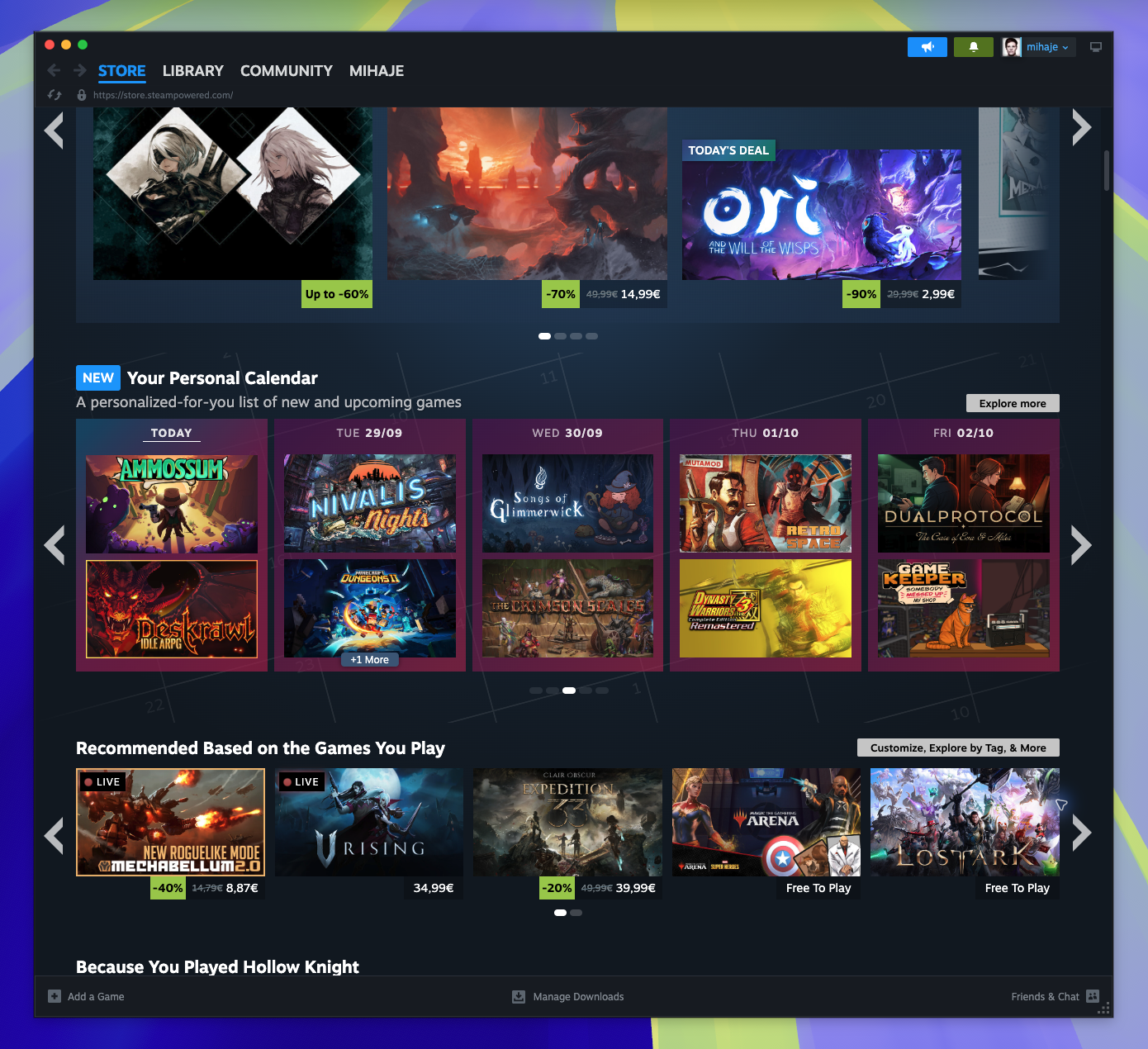 Home Page — Personal Calendar (Captured)