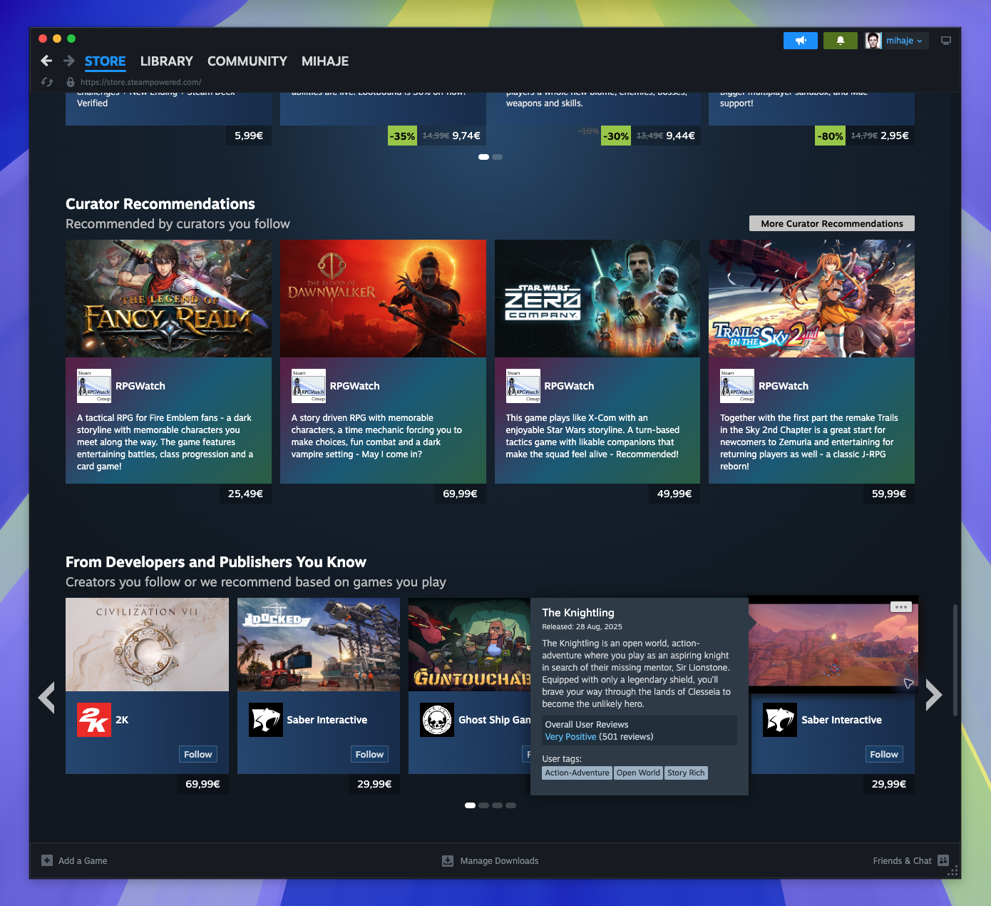 Home Page — Recommended by Curators, large spot (Captured)