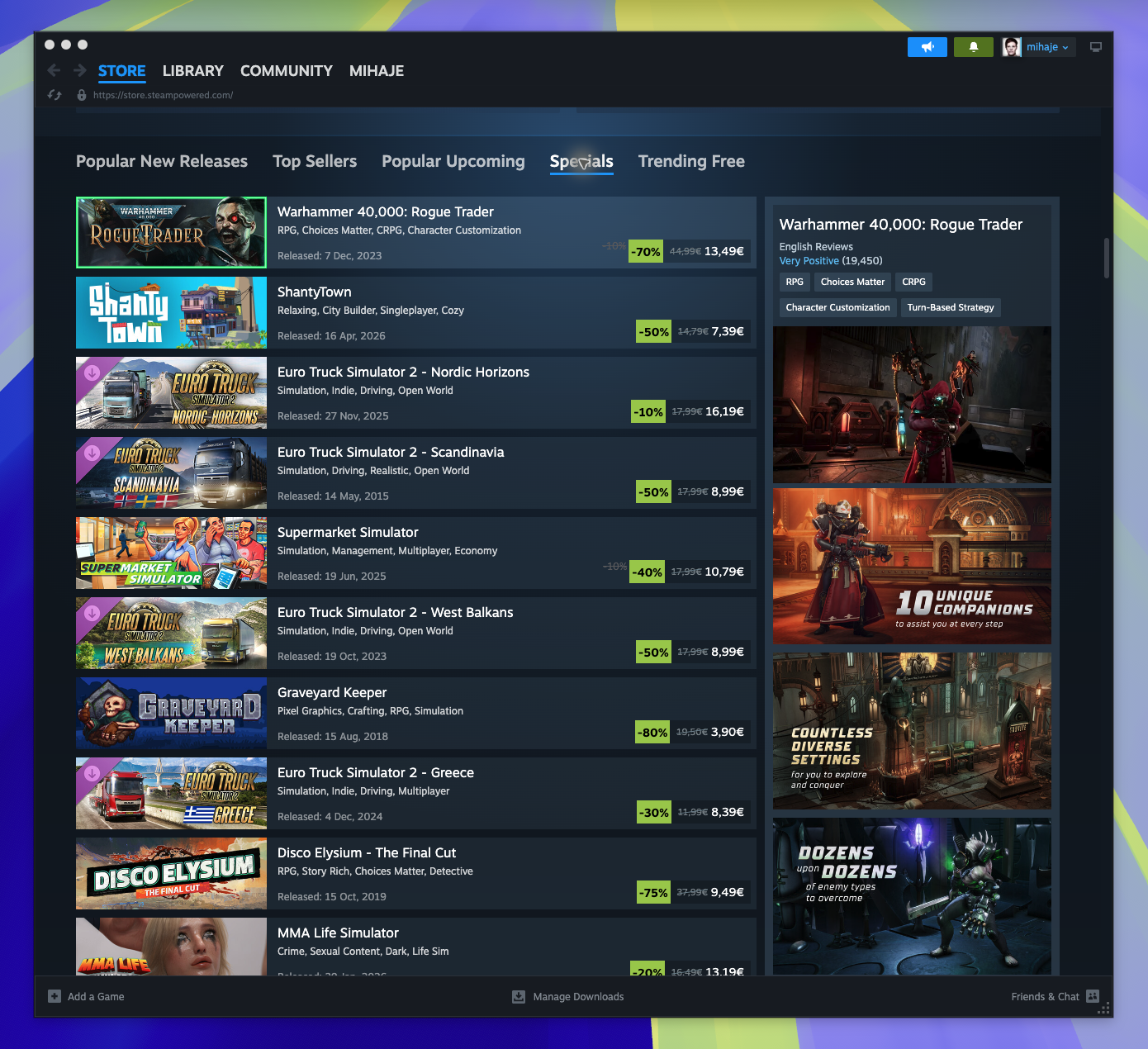 Home Page — Specials Tab (Captured)