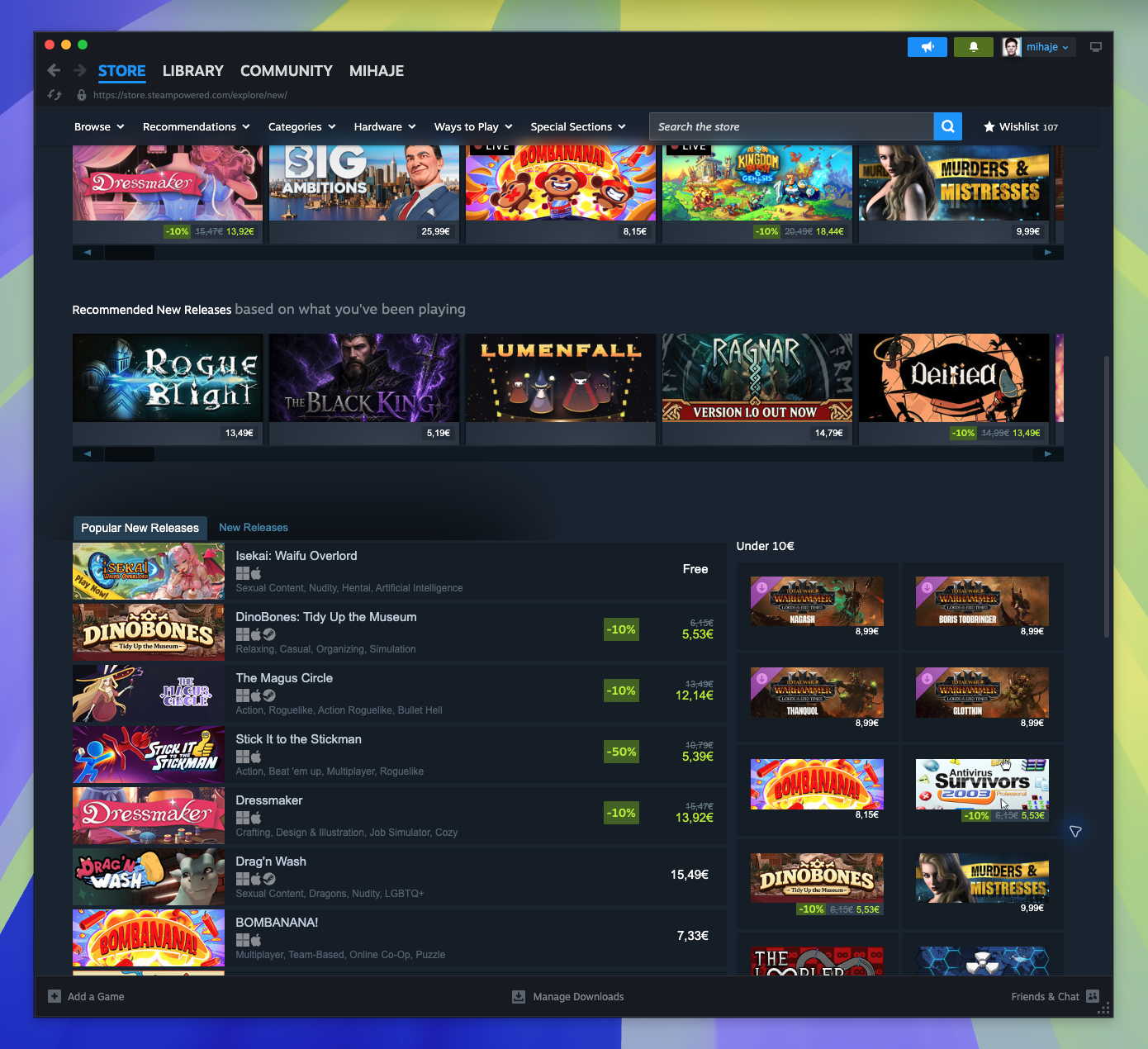 New on Steam Page — New and Trending (Candidate match)