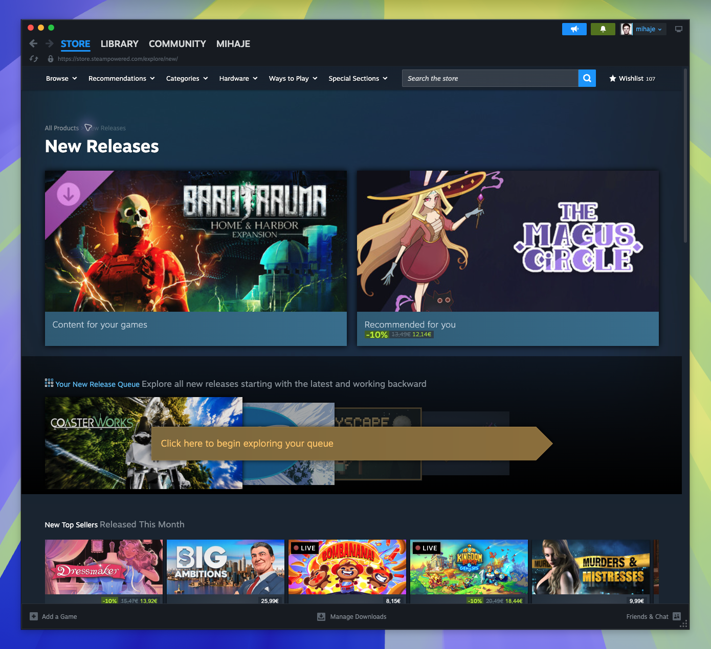 New on Steam Page — Top Main Capsules (Captured)