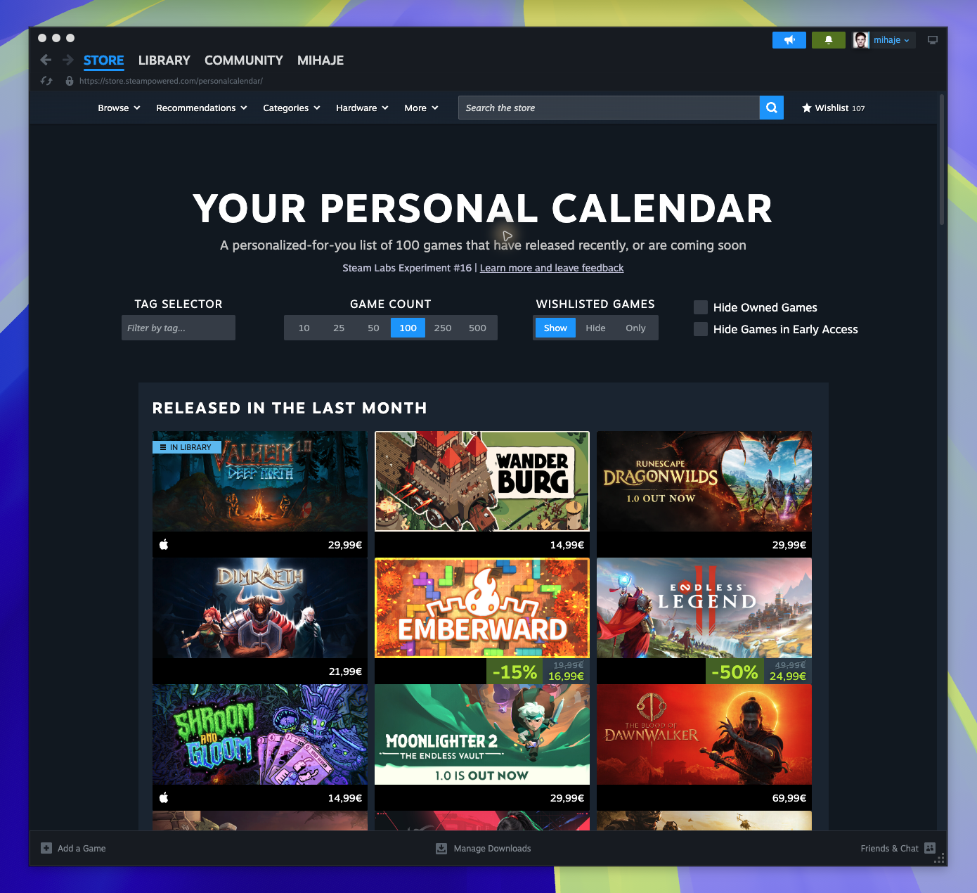 Personal Calendar — Last Month (Captured)