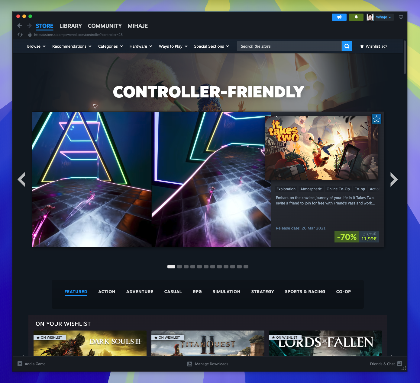 Steam Controller Friendly Hub — On Your Wishlist Section (Captured)