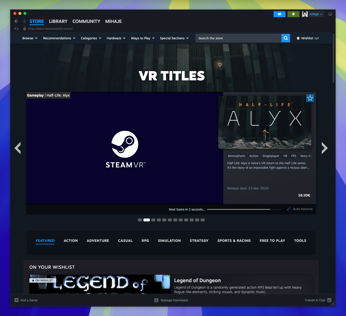 VR Hub — page overview (Captured)